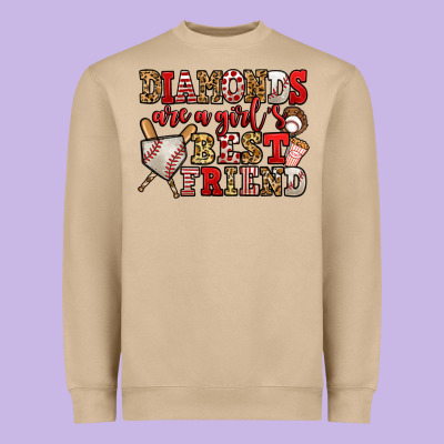 Diamonds Are A Girl's Best Friend Baseball Heavyweight Sweatshirt Designed By Jasminsmagicworld