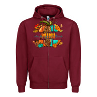 Burgundy Thankful grateful blessed mini pumpkin Zipper Hoodie - NancyCooperArtShop
