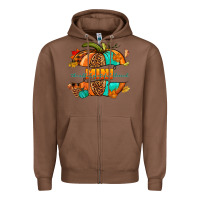 Chestnut Thankful grateful blessed mini pumpkin Zipper Hoodie - NancyCooperArtShop