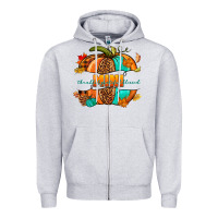 Heather Grey Thankful grateful blessed mini pumpkin Zipper Hoodie - NancyCooperArtShop
