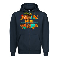 Navy Thankful grateful blessed mini pumpkin Zipper Hoodie - NancyCooperArtShop