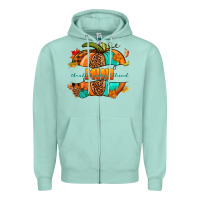 Seafoam Thankful grateful blessed mini pumpkin Zipper Hoodie - NancyCooperArtShop