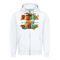White Thankful grateful blessed mini pumpkin Zipper Hoodie - NancyCooperArtShop