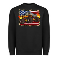 Black american flag monster truck Heavyweight Sweatshirt - Artiststas