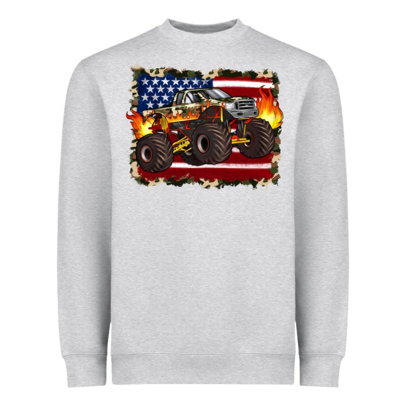 American Flag Monster Truck Heavyweight Sweatshirt by Artiststas | Teevron