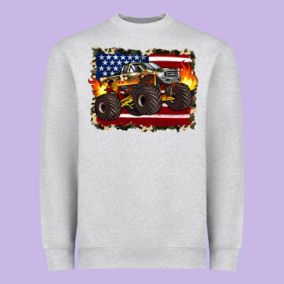 American Flag Monster Truck Heavyweight Sweatshirt Designed By Artiststas