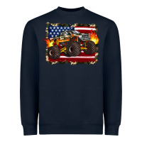 Navy american flag monster truck Heavyweight Sweatshirt - Artiststas