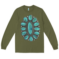 Army Green Turquoise Gemstone Jewelry Long Sleeve Tee - LillyAllenDesigns