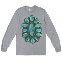Heather Grey Turquoise Gemstone Jewelry Long Sleeve Tee - LillyAllenDesigns