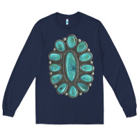 Navy Turquoise Gemstone Jewelry Long Sleeve Tee - LillyAllenDesigns