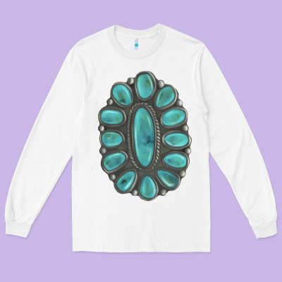 Turquoise Gemstone Jewelry Long Sleeve Tee Designed By Lillyallendesigns