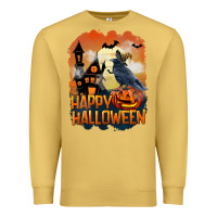 Antique Gold Happy Halloween With Crow Premium Sweatshirt - LillyAllenDesigns