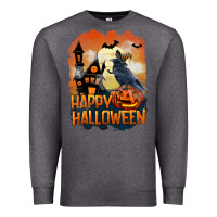 Charcoal Heather Happy Halloween With Crow Premium Sweatshirt - LillyAllenDesigns