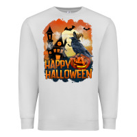 Dove Grey Happy Halloween With Crow Premium Sweatshirt - LillyAllenDesigns
