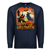 Navy Happy Halloween With Crow Premium Sweatshirt - LillyAllenDesigns