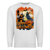 Oatmeal Heather Happy Halloween With Crow Premium Sweatshirt - LillyAllenDesigns