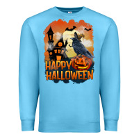 Ocean Blue Happy Halloween With Crow Premium Sweatshirt - LillyAllenDesigns
