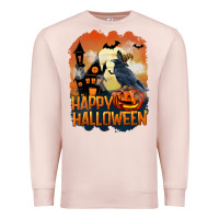 Pale Pink Happy Halloween With Crow Premium Sweatshirt - LillyAllenDesigns