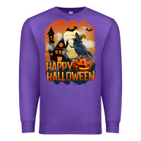 Purple Happy Halloween With Crow Premium Sweatshirt - LillyAllenDesigns