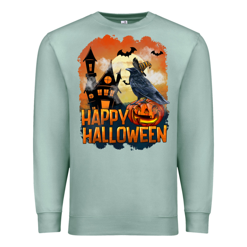 Happy Halloween With Crow Premium Sweatshirt by LillyAllenDesigns | Teevron