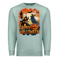 Seafoam Happy Halloween With Crow Premium Sweatshirt - LillyAllenDesigns