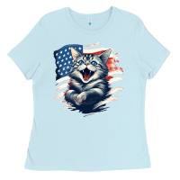 Baby Blue cat1 Ladies Tee - Unal Design
