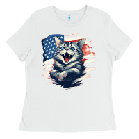 White cat1 Ladies Tee - Unal Design
