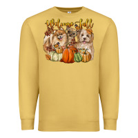 Antique Gold welcome fall with dogs Premium Sweatshirt - LillyAllenDesigns
