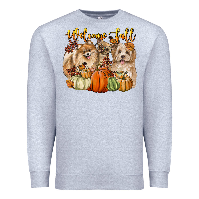 Welcome Fall With Dogs Premium Sweatshirt by LillyAllenDesigns | Teevron