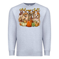 Heather Grey welcome fall with dogs Premium Sweatshirt - LillyAllenDesigns