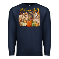 Navy welcome fall with dogs Premium Sweatshirt - LillyAllenDesigns