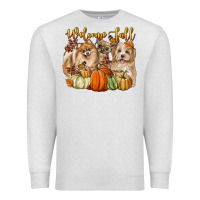 Oatmeal Heather welcome fall with dogs Premium Sweatshirt - LillyAllenDesigns