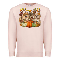 Pale Pink welcome fall with dogs Premium Sweatshirt - LillyAllenDesigns