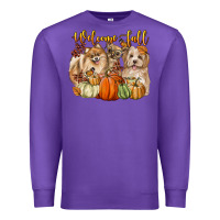 Purple welcome fall with dogs Premium Sweatshirt - LillyAllenDesigns