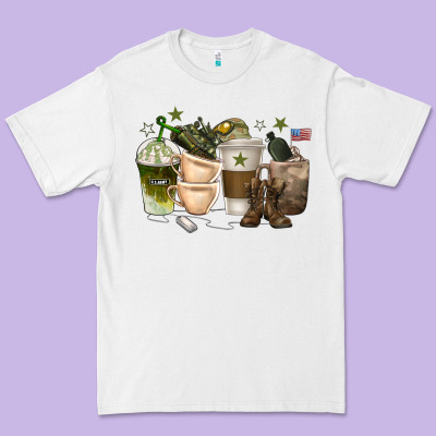 Premium Tee coffee cups army