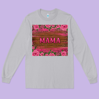 Floral Leopard Mama Tumbler Long Sleeve Tee Designed By Barkaloodesign