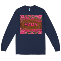 Navy floral leopard mama tumbler Long Sleeve Tee - BarkalooDesign