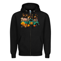 Black fall farm animals truck nancy Zipper Hoodie - NancyCooperArtShop