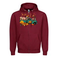 Burgundy fall farm animals truck nancy Zipper Hoodie - NancyCooperArtShop