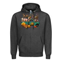 Charcoal Heather fall farm animals truck nancy Zipper Hoodie - NancyCooperArtShop