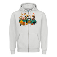 Dove Grey fall farm animals truck nancy Zipper Hoodie - NancyCooperArtShop