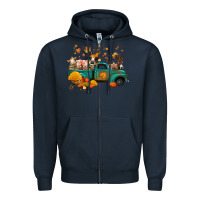 Navy fall farm animals truck nancy Zipper Hoodie - NancyCooperArtShop