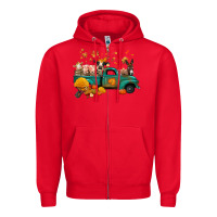 Red fall farm animals truck nancy Zipper Hoodie - NancyCooperArtShop
