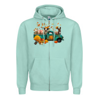 Seafoam fall farm animals truck nancy Zipper Hoodie - NancyCooperArtShop
