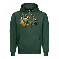 Sports Green fall farm animals truck nancy Zipper Hoodie - NancyCooperArtShop