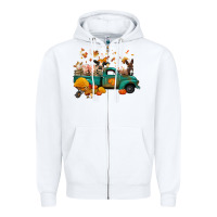 White fall farm animals truck nancy Zipper Hoodie - NancyCooperArtShop