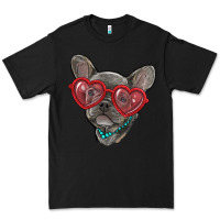 Black french bulldog with love glasses Premium Tee - RanaPortraitStore