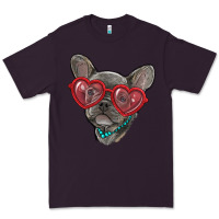 Plum french bulldog with love glasses Premium Tee - RanaPortraitStore