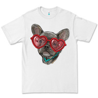 White french bulldog with love glasses Premium Tee - RanaPortraitStore