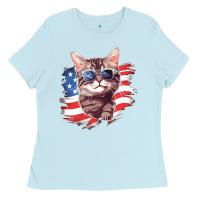 Baby Blue cat2 Ladies Tee - Unal Design